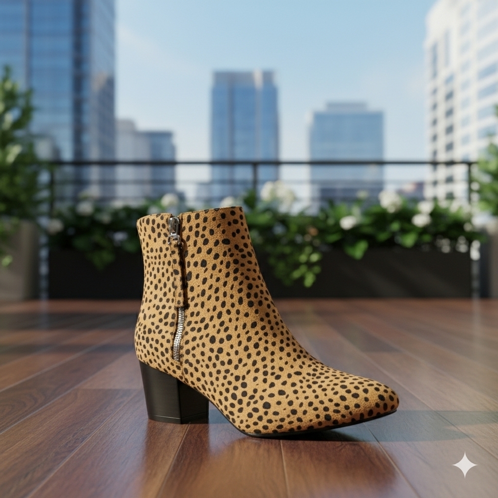 J Adams 'ZUMA' Leopard Print Ankle Boot with Side Zip